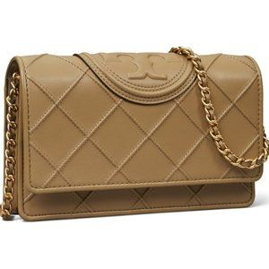 Tory Burch® $448 138853 Fleming Soft Chain Wallet Pebblestone NWT!